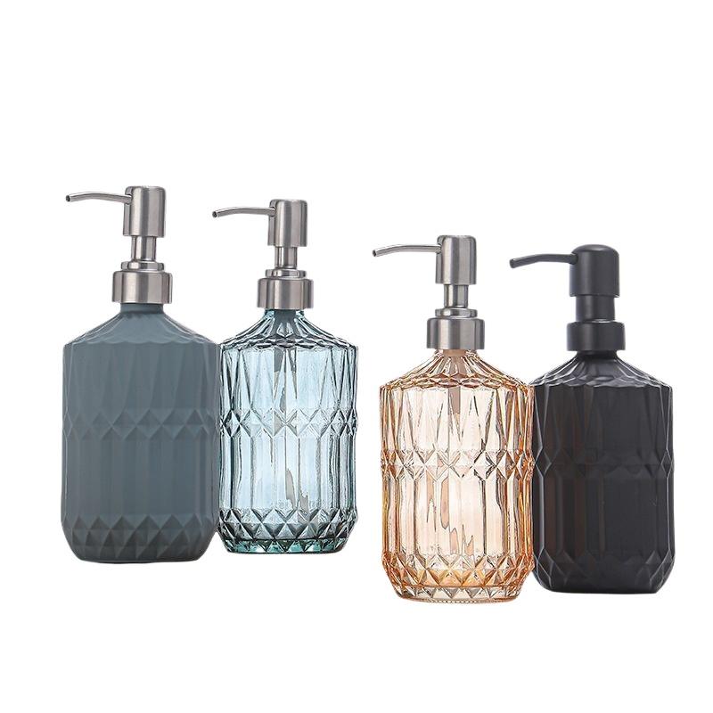 Glass Soap Dish - Diamond Textured Glass Hand Soap Dispenser