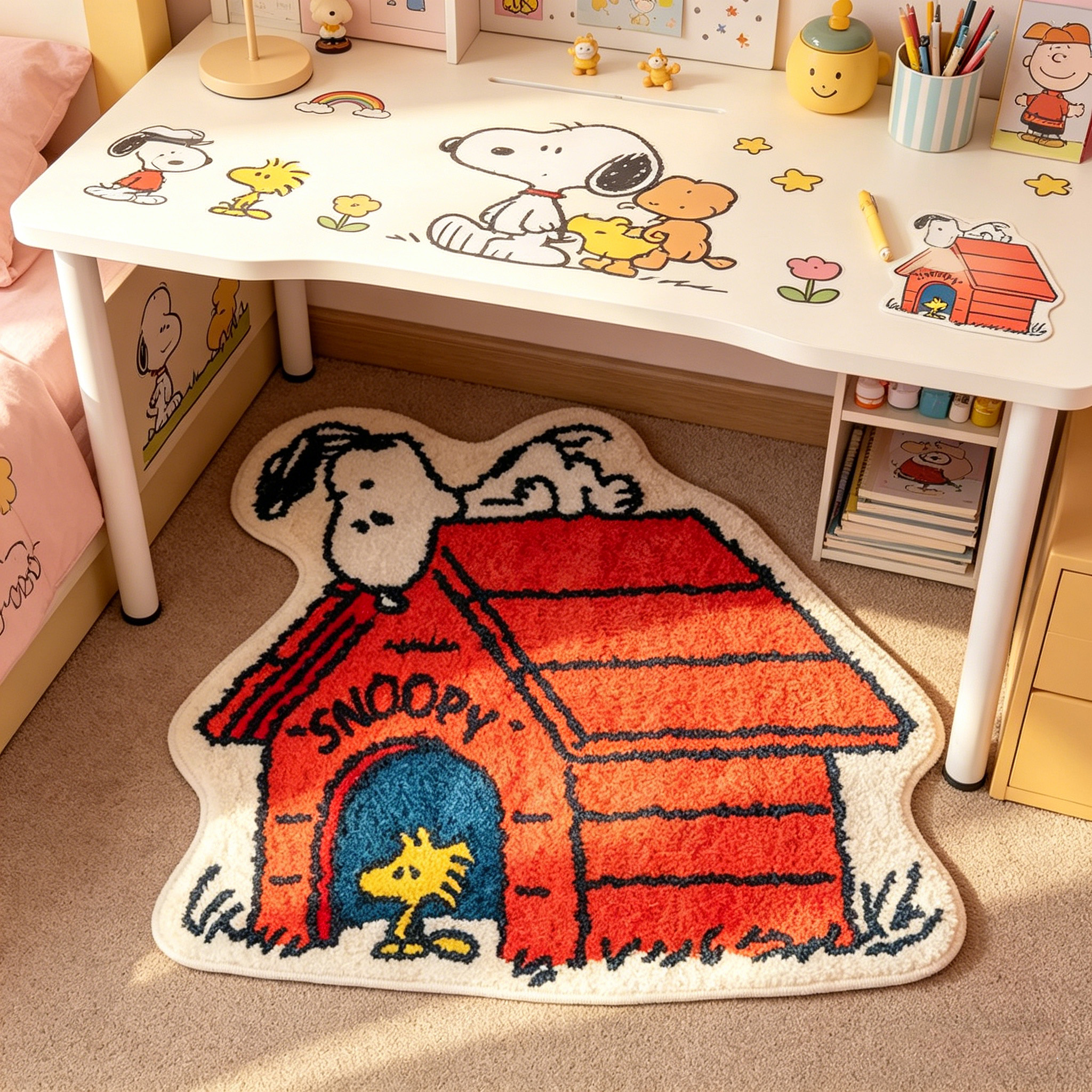 Home Bathroom Rugs - Cute Cartoon Snoopy House Shaped Rug