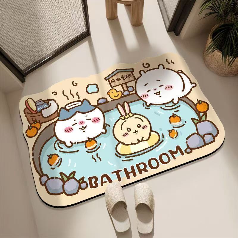 Home Bathroom Rugs - Chiikawa Floor Mat Quick-drying Foot Pads