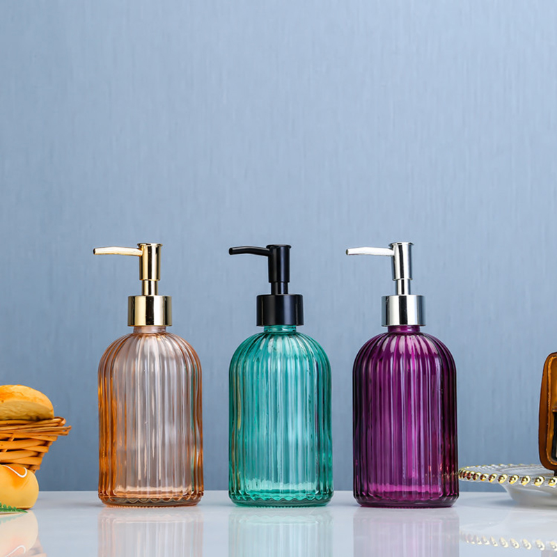 Glass Soap Dish - 420ml Manual Soap Dispenser Transparent Glass