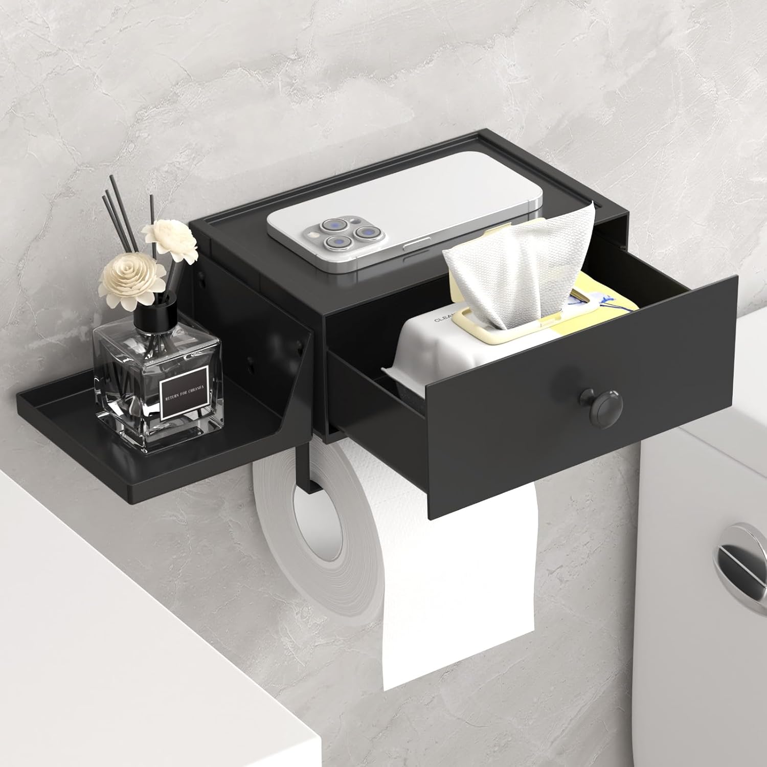 Toilet Paper Holder - Plastic Toilet Paper Holder with Shelf