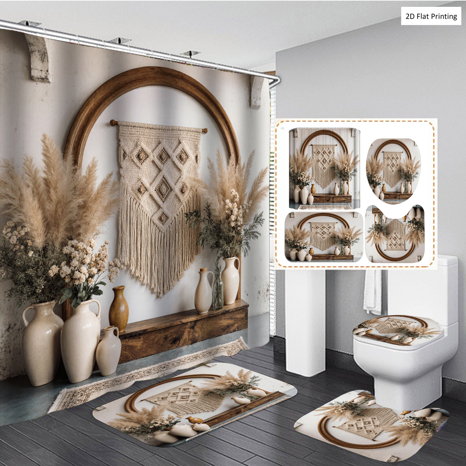 Bohemian Style Vases and Pampa - огляд і ціна Home Bathroom Rugs