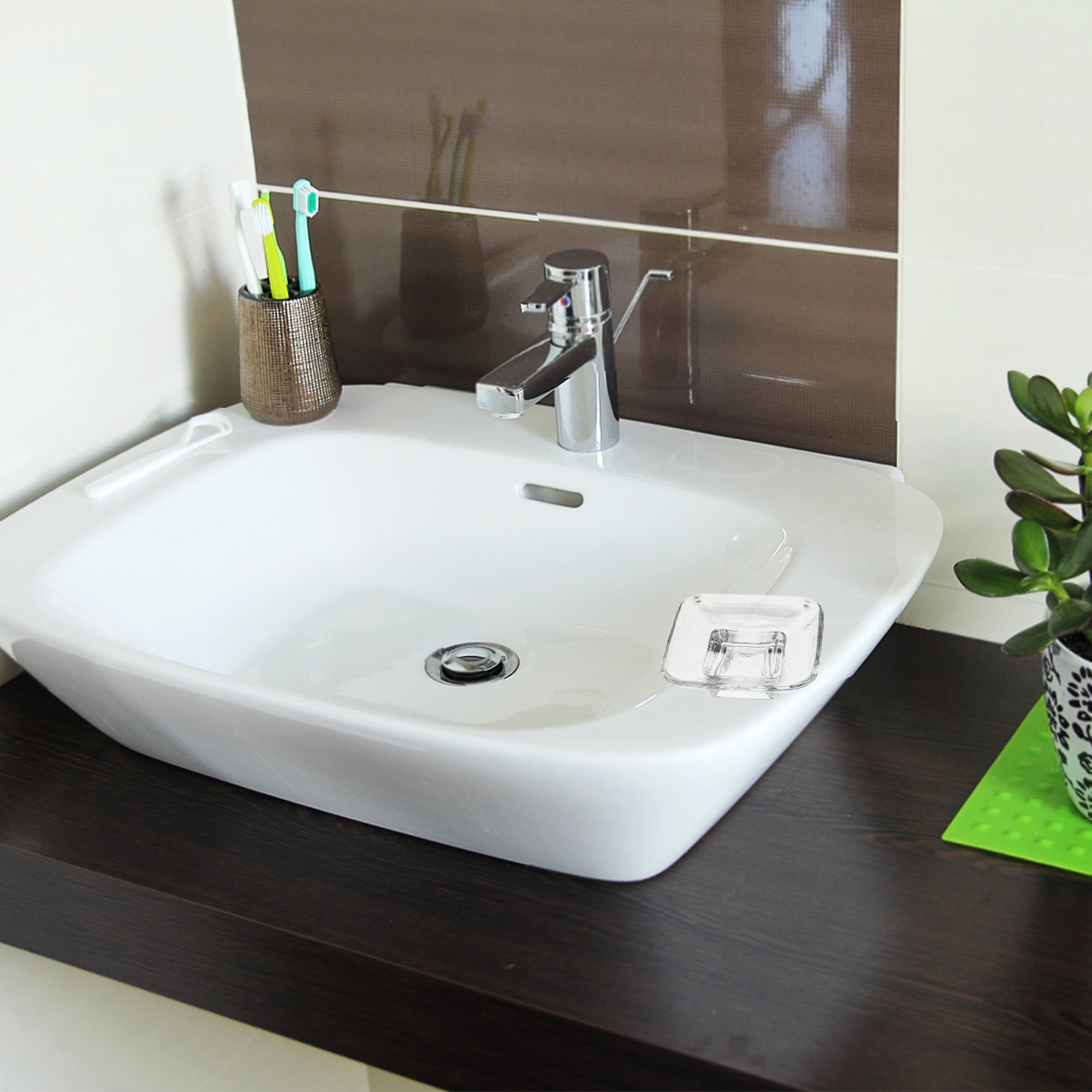 4Pcs Transparent Glass Soap Tr - огляд і ціна Glass Soap Dish