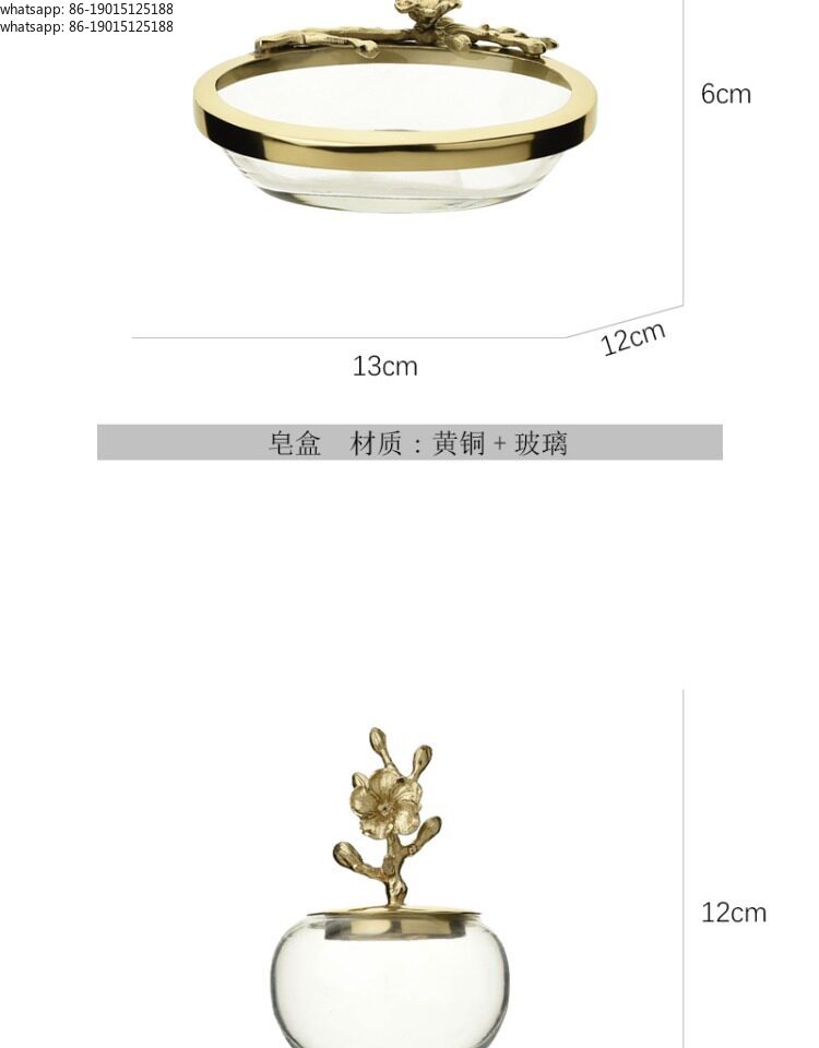 European Style Gold Brass Glas - огляд і ціна Glass Soap Dish