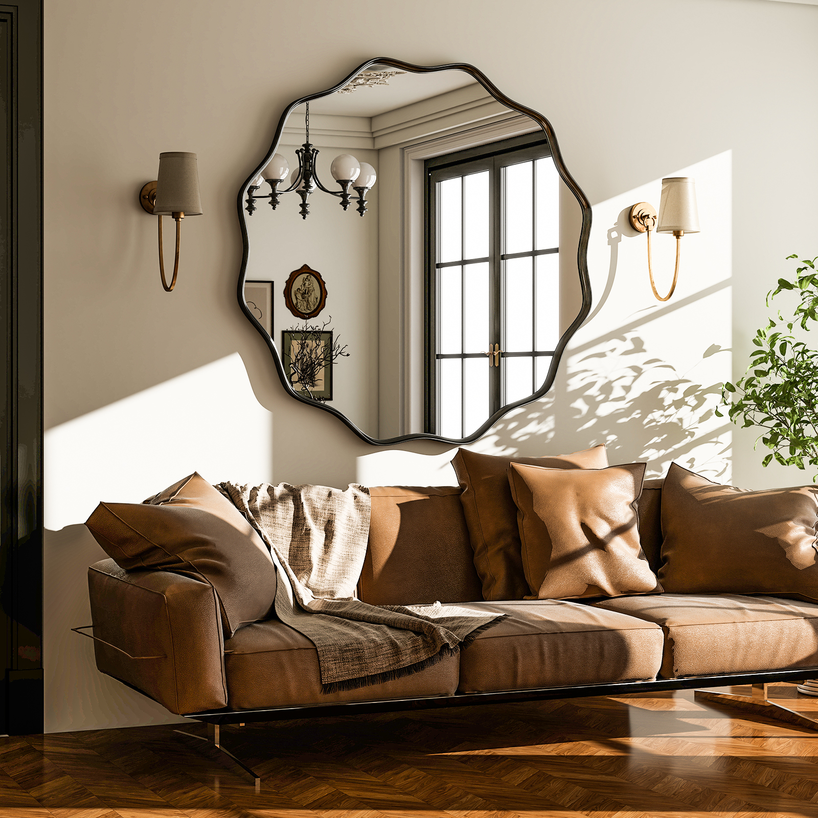 Wavy Round Bathroom Mirror Dec - огляд і ціна Home Bathroom Cabinets