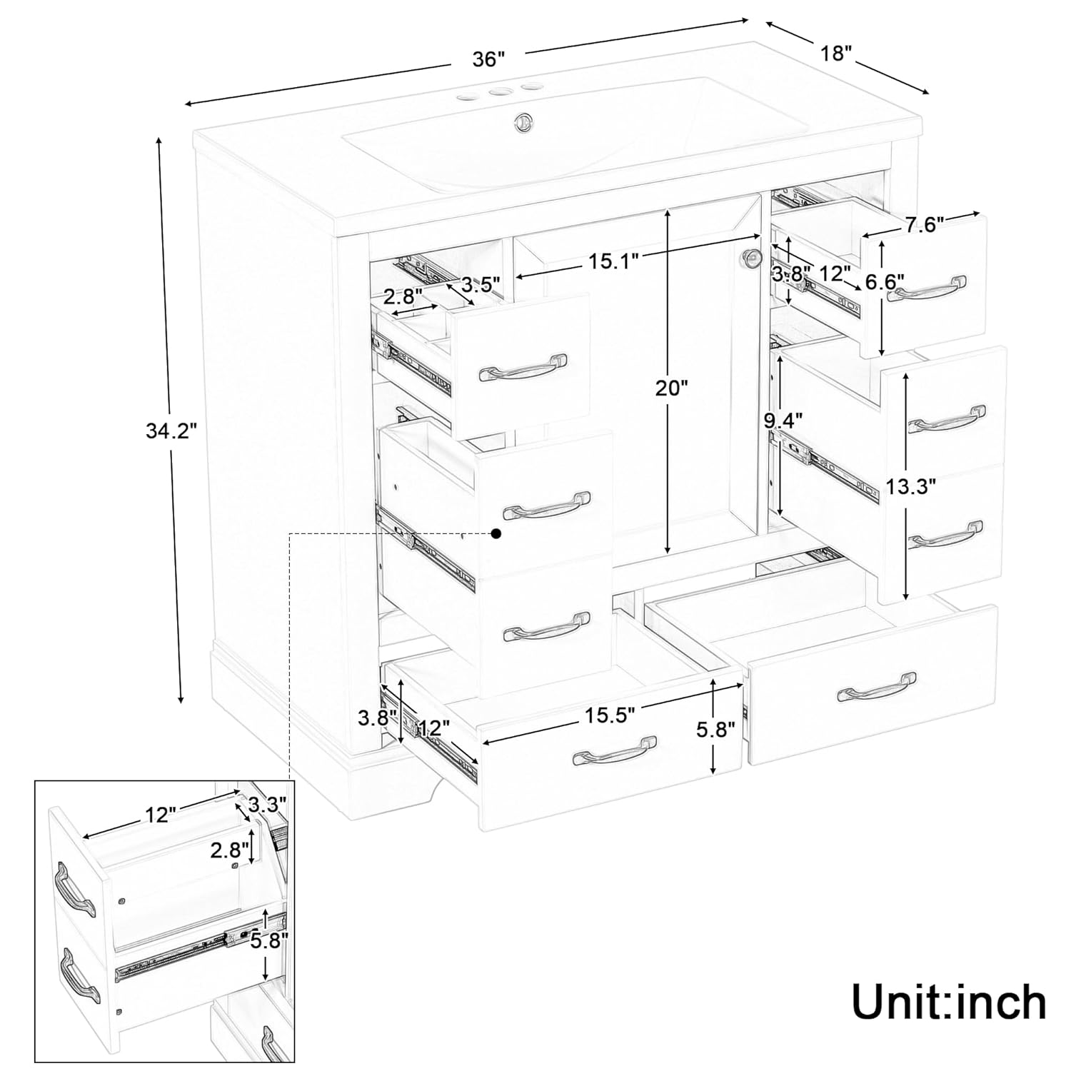 36in Bathroom Vanity Cabinet w - огляд і ціна Home Bathroom Cabinets