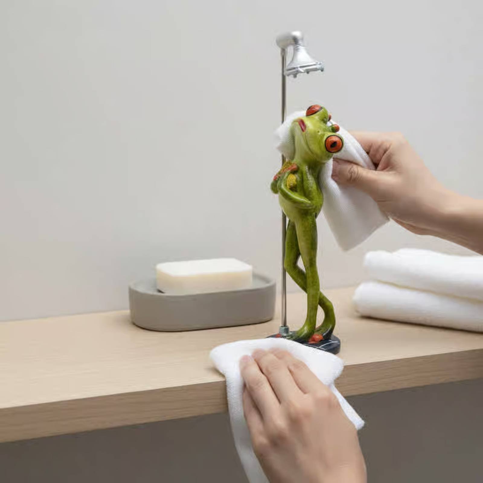 Showering Frog Figurine Novelt - огляд і ціна Home Bathroom