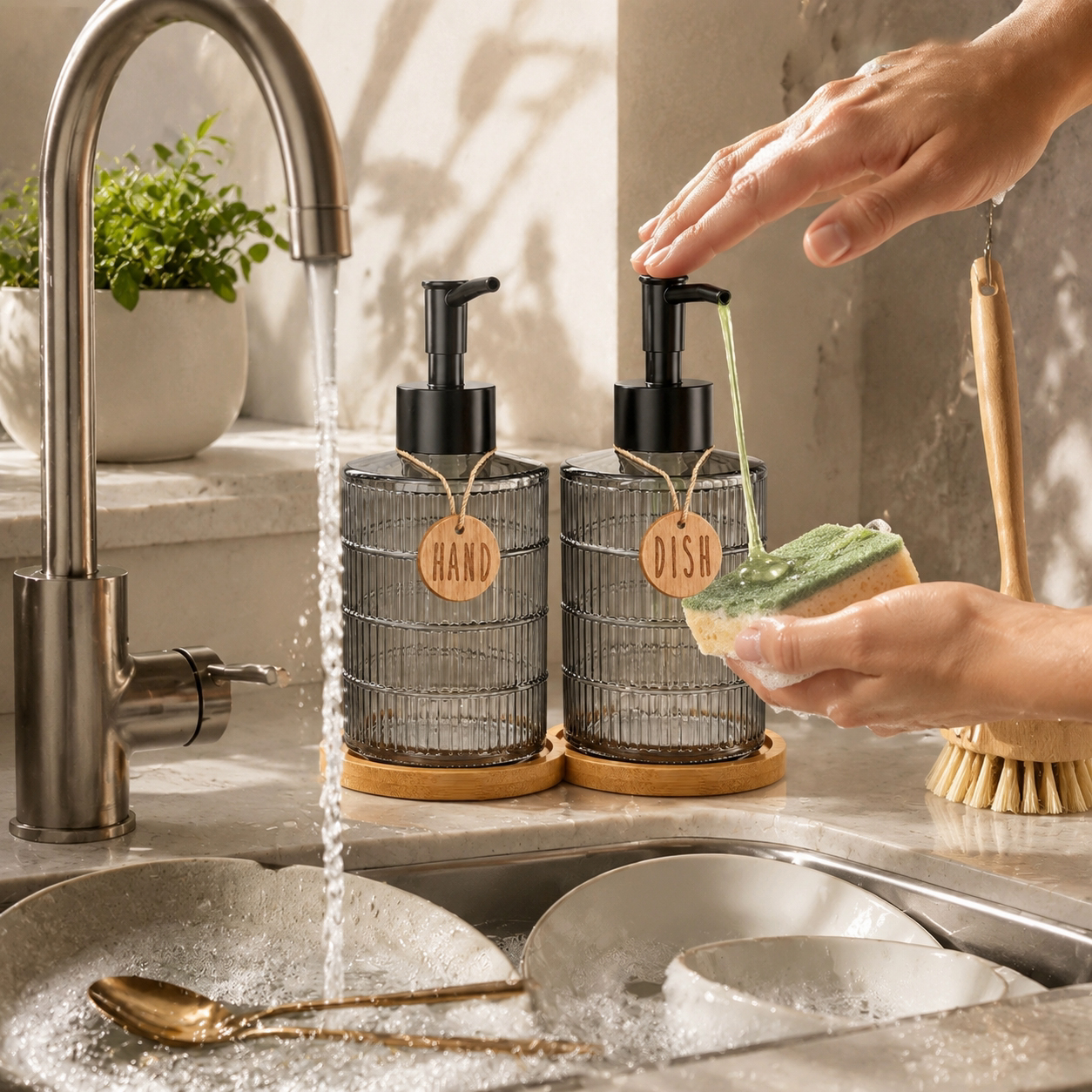 Glass Soap Dispenser Set with  - огляд і ціна Glass Soap Dish