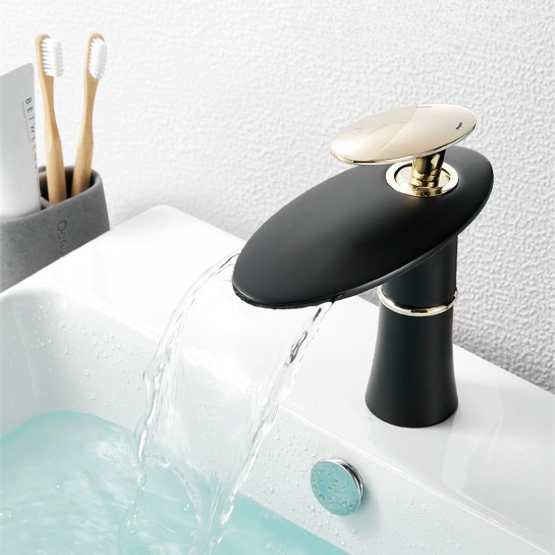 White/Black Gold Waterfall Bas - огляд і ціна Home Hardware Bathroom Sinks