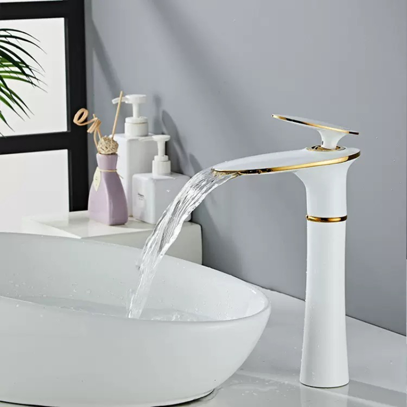 White/Black Gold Waterfall Bas - огляд і ціна Home Hardware Bathroom Sinks