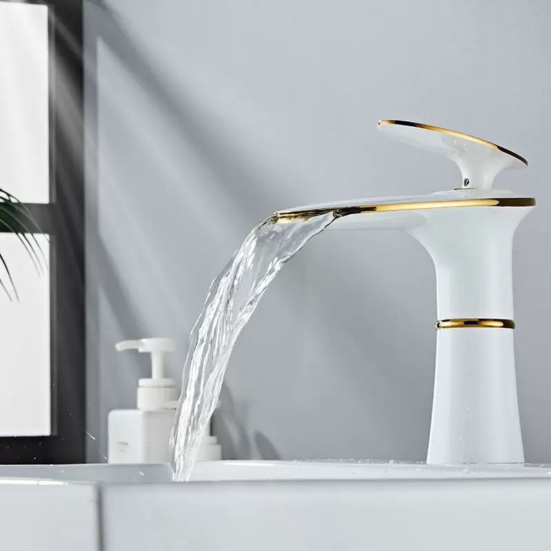 White/Black Gold Waterfall Bas - огляд і ціна Home Hardware Bathroom Sinks