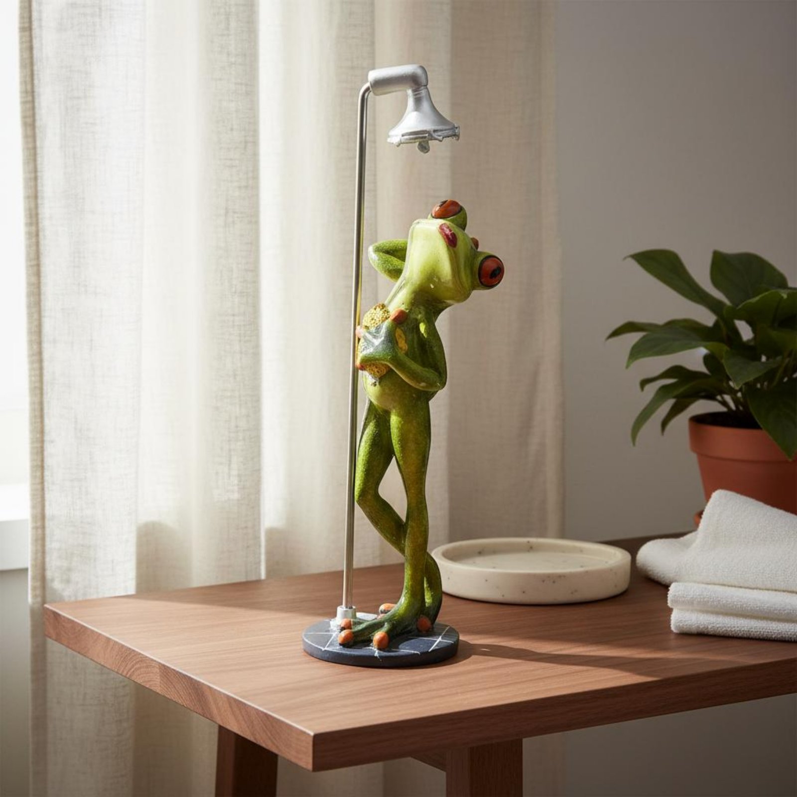Showering Frog Figurine Great  - огляд і ціна Home Bathroom