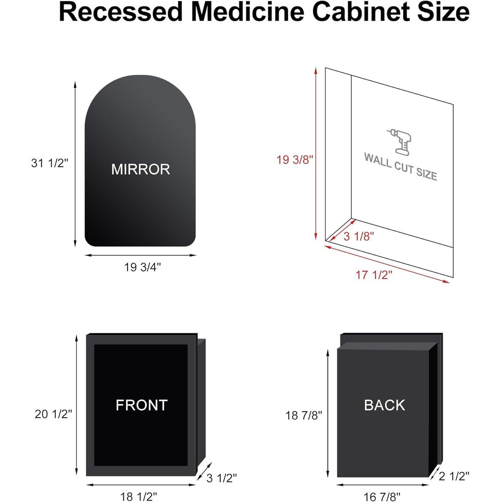 Arched Medicine Cabinet with M - огляд і ціна Home Bathroom Cabinets