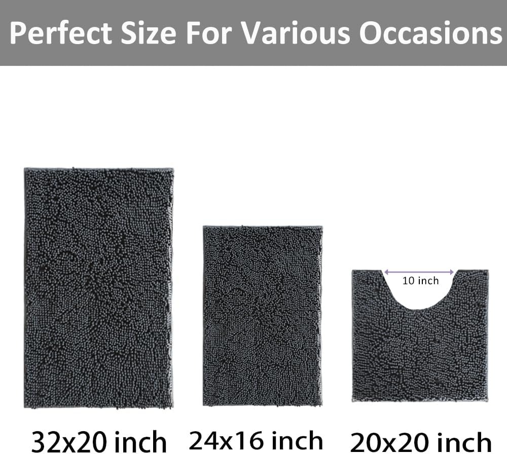Non-Slip 3-Piece Chenille Bath - огляд і ціна Home Bathroom Rugs
